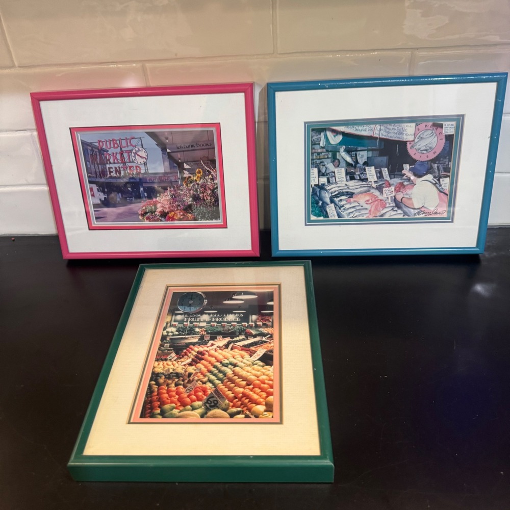 Gary Davis Rick Morley Pike Place Market Seattle Photo Set 3 Pink Blue Green